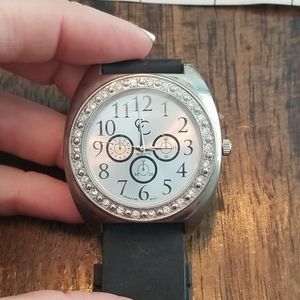 Charming Charlie black rubber band watch